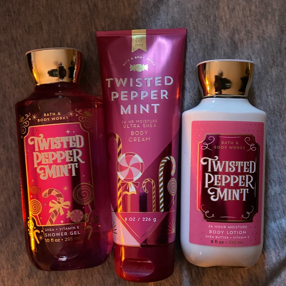 A set of shower gel, body lotion and body cream